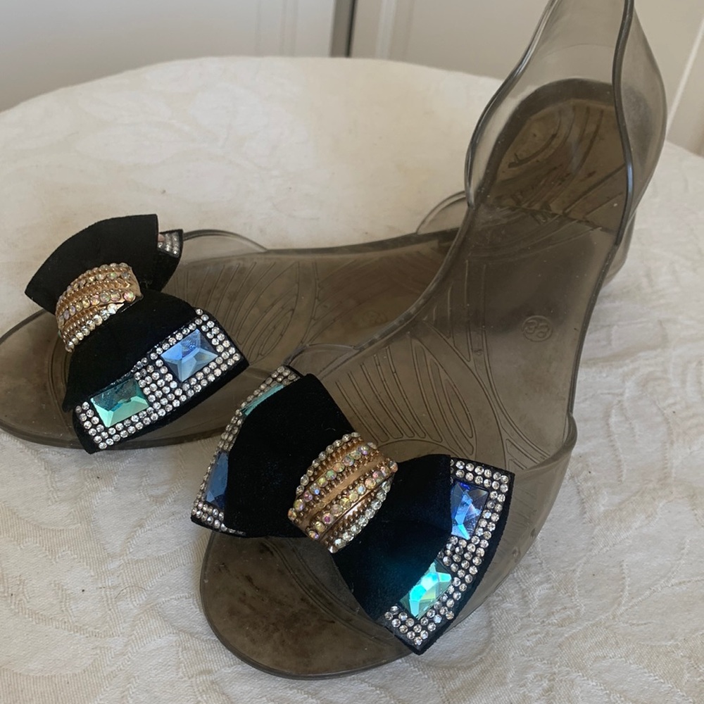 Beautiful transparent sandals with multi stones